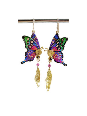 Purple Butterfly Earrings Barcelona - Handcrafted - Jewelry Art by Mim - Mitzie Mee Shop