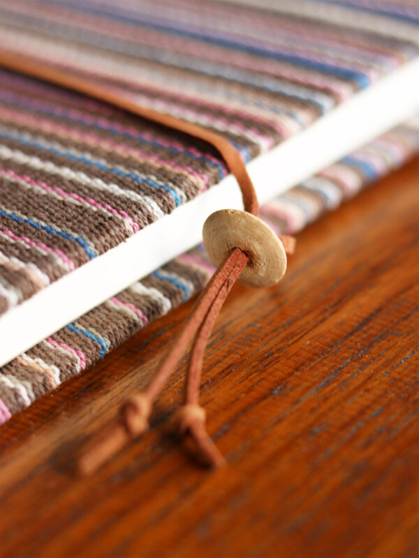 Striped Handcrafted Notebook with Handwoven Cotton Cover and Leather Strap - Mitzie Mee Shop EU