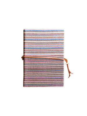 Striped Handcrafted Notebook with Handwoven Cotton Cover and Leather Strap - Mitzie Mee Shop EU