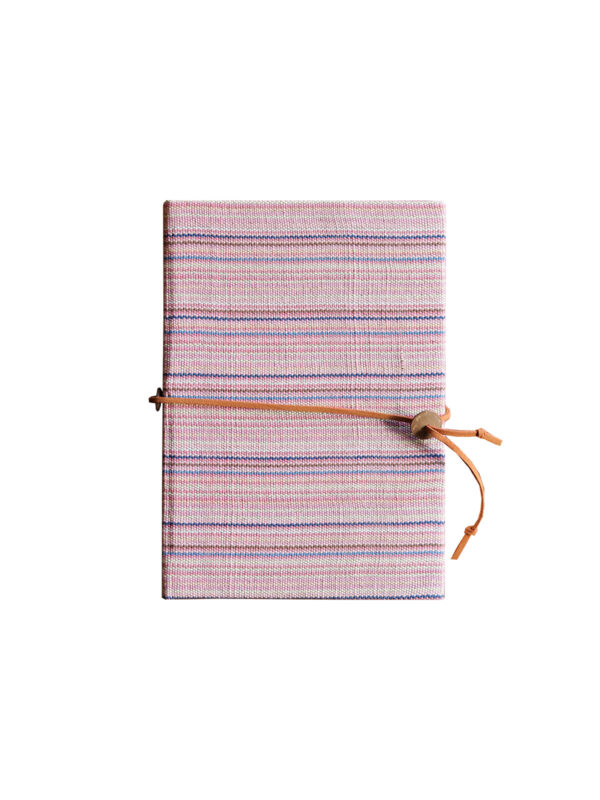 Pink Handcrafted Notebook with Handwoven Cotton Cover and Leather Strap - Mitzie Mee Shop EU