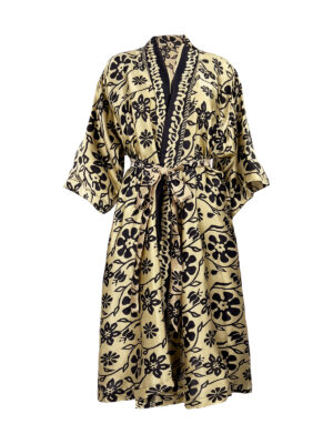 Black & Golden Beige Silk Robe - Ketut Riyani - Fair Fashion from Bali - Mitzie Mee Shop EU