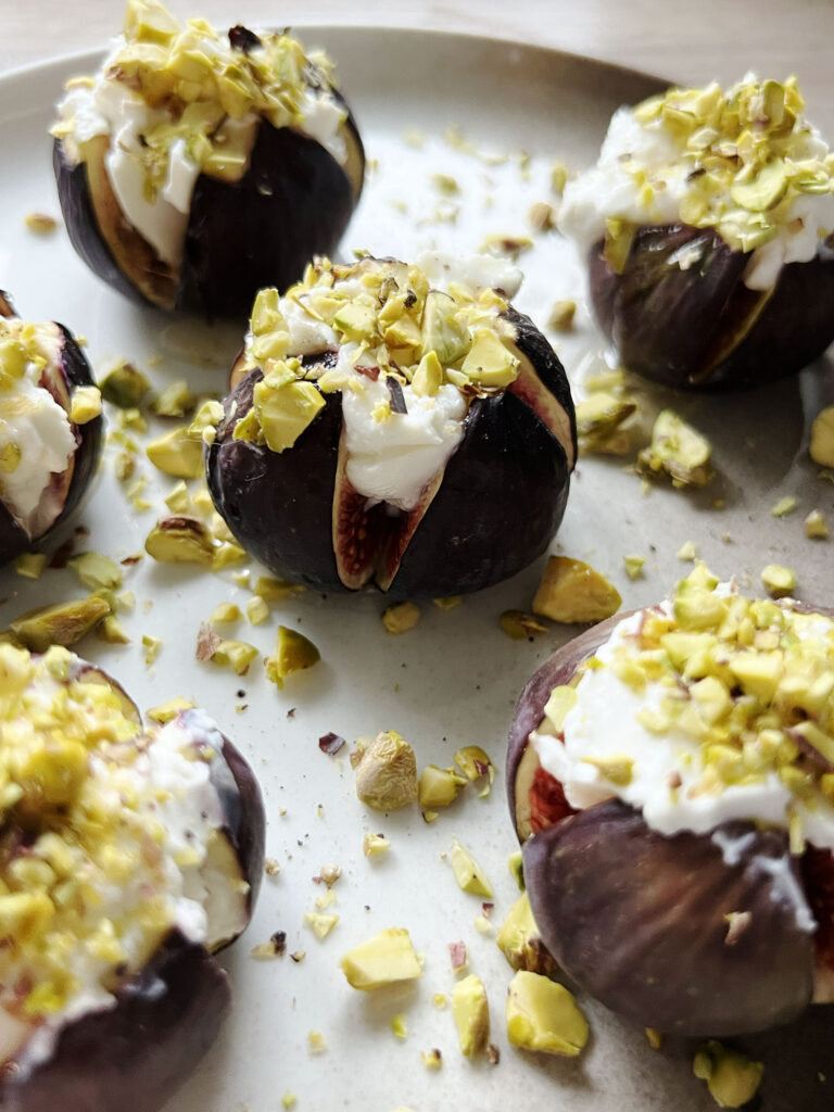 Baked Figs with Goat Cheese, Honey, and Pistachios