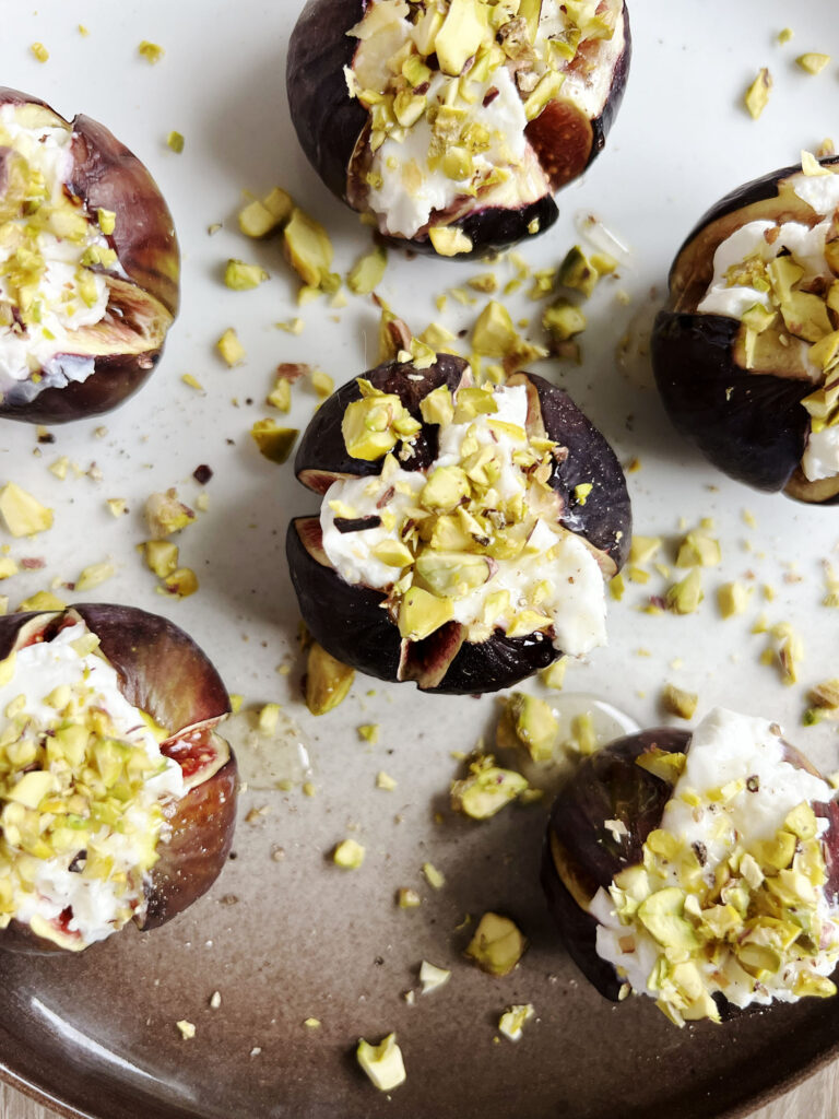 Baked Figs with Goat Cheese, Honey, and Pistachios